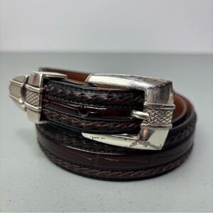 Onyx Brighton Men's Brown Woven Leather Dress Belt 42 Office Business